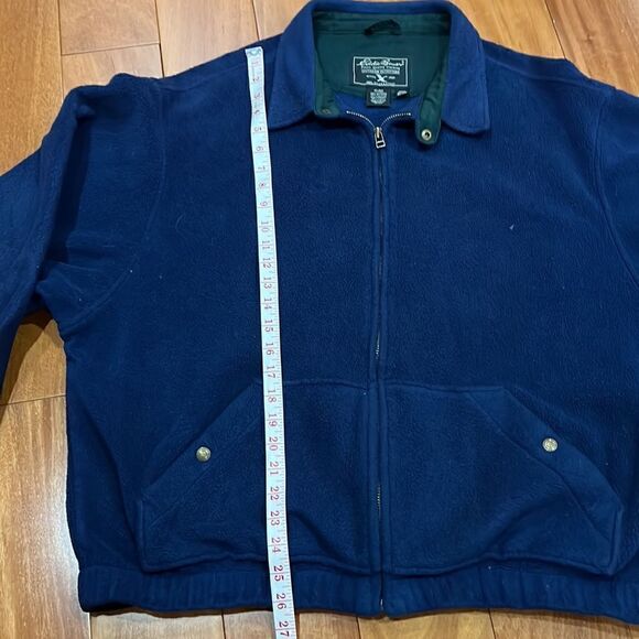 Eddie Bauer Vintage 90s Mens Full Zip Fleece Bomber Jacket Blue size XL - Picture 6 of 6